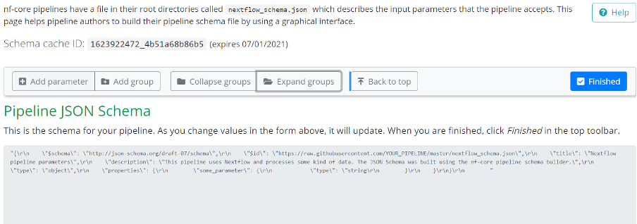 nf-core schema builder interface